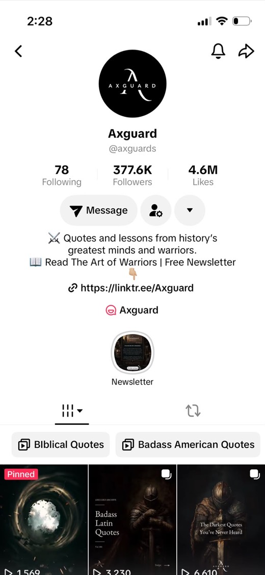 Axguard — real TikTok profile screenshot